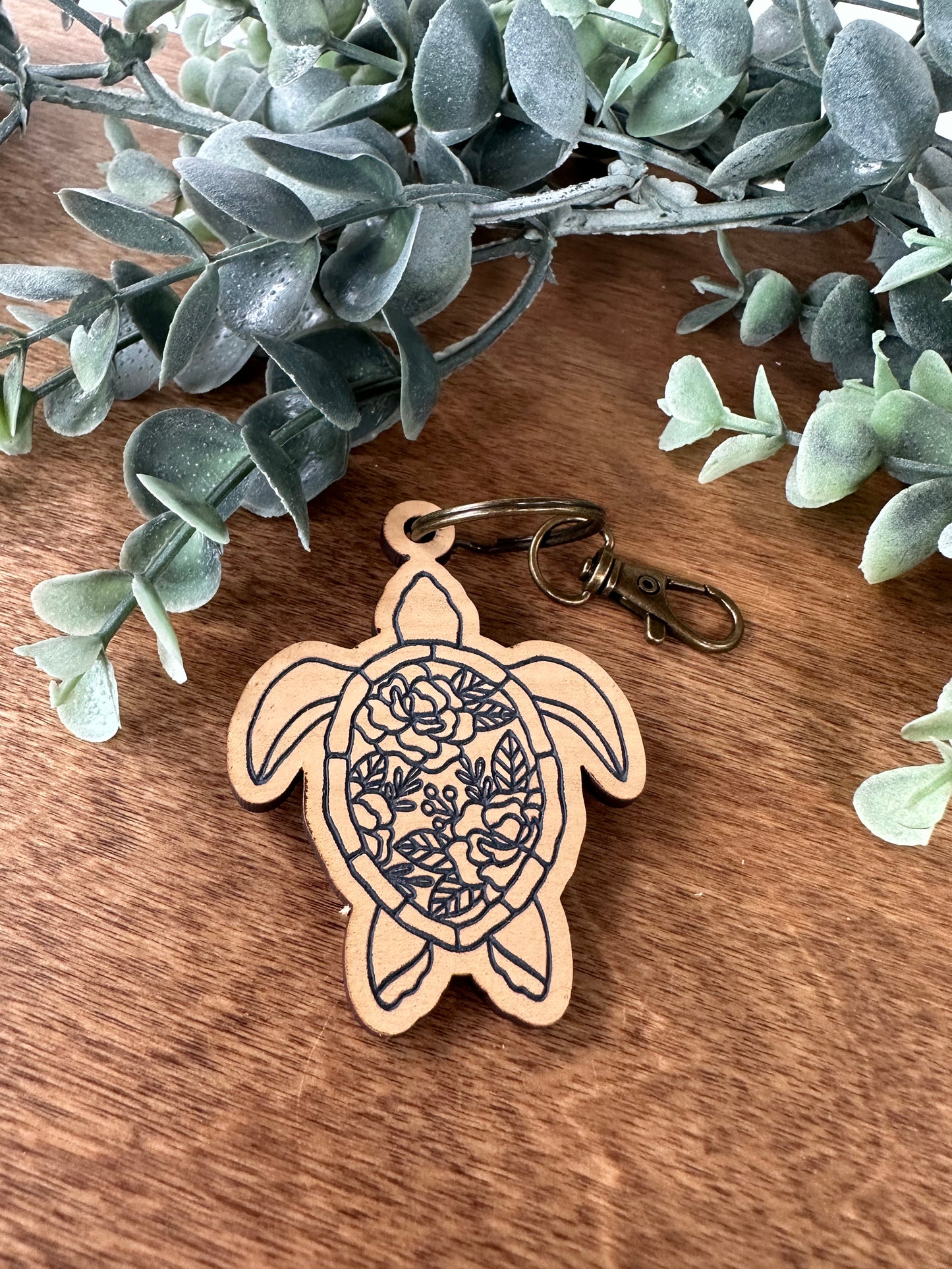 Floral Turtle Keychain