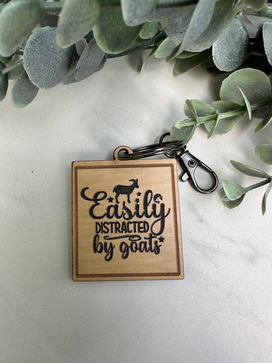 "Easily Distracted by Goats" Keychain