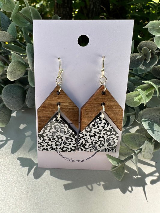 Black Lace Arrow  Earrings