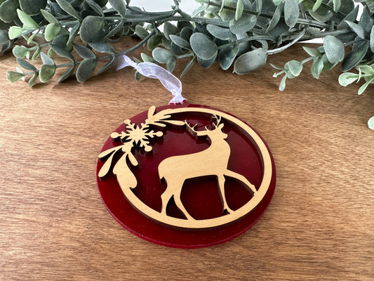 Woodland Deer Ornament (round)