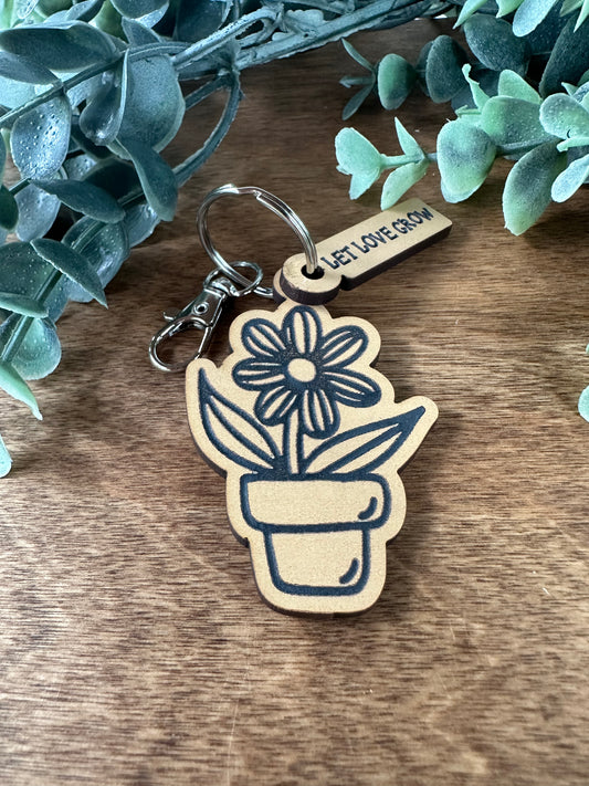 "Let Love Grow" Flowerpot Keychain