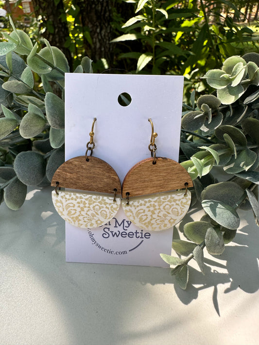 White Leopard Medium Round Earrings