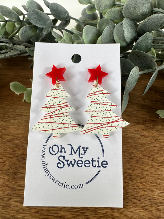 Christmas Tree Earrings - Cake