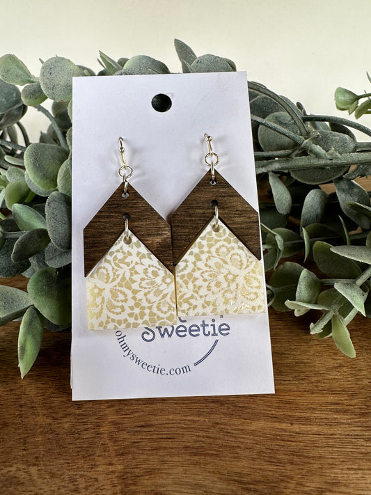White Lace Arrow Earrings