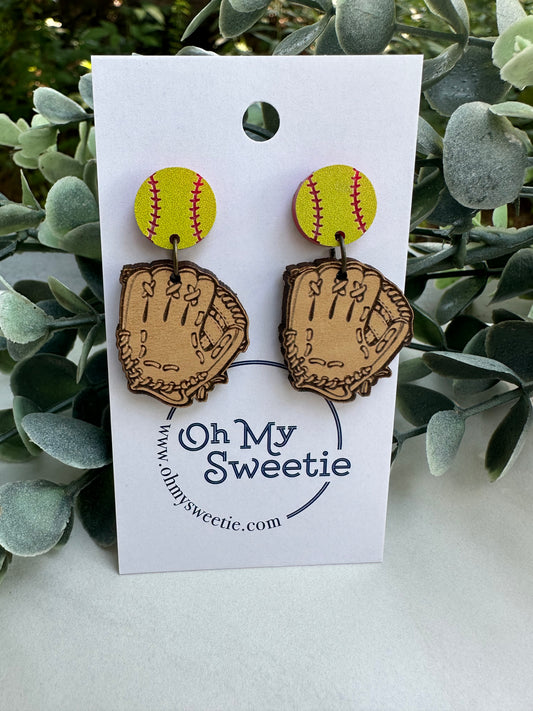 Softball & Glove Earrings