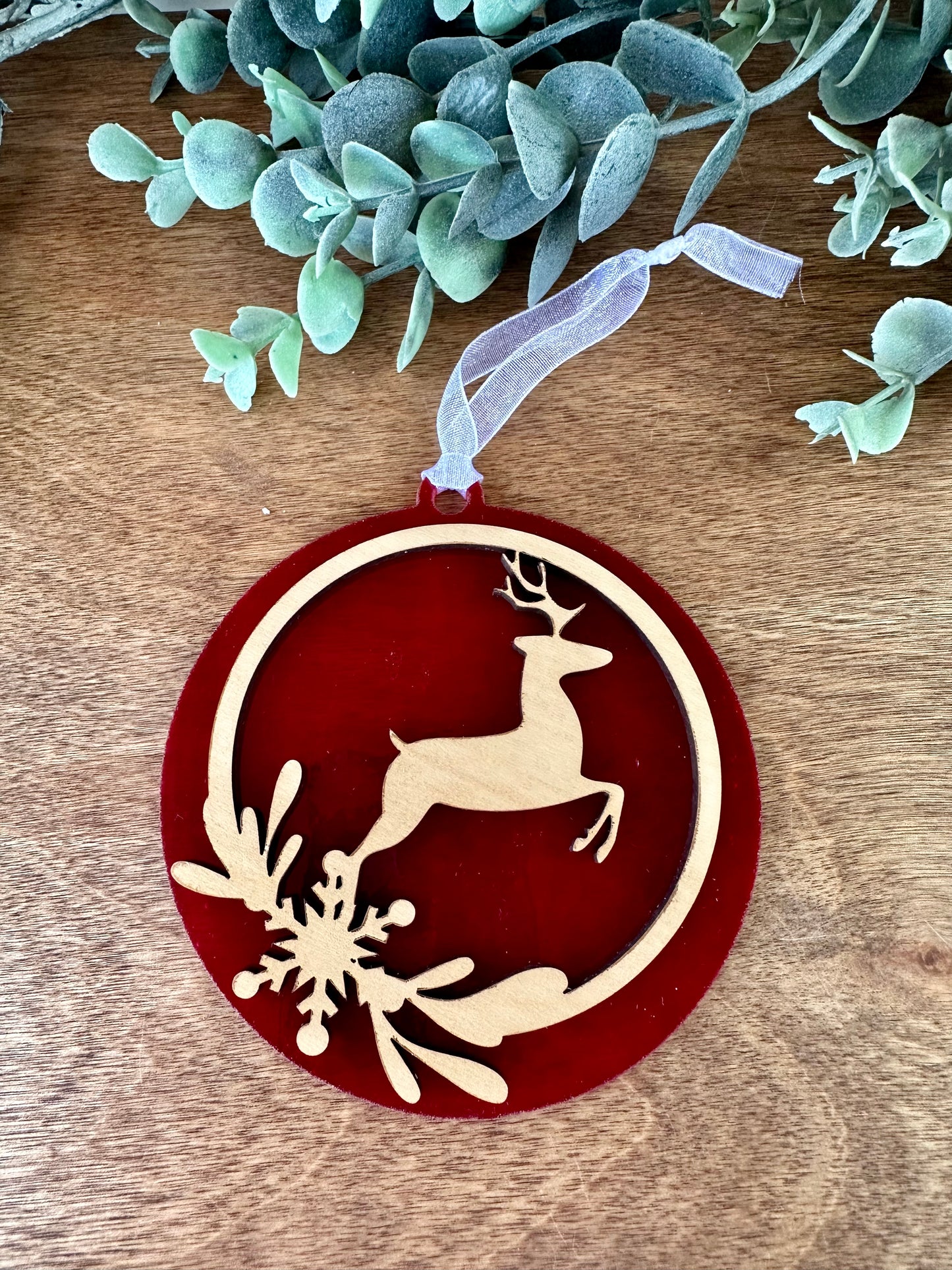 Holiday Reindeer Ornament (Round)