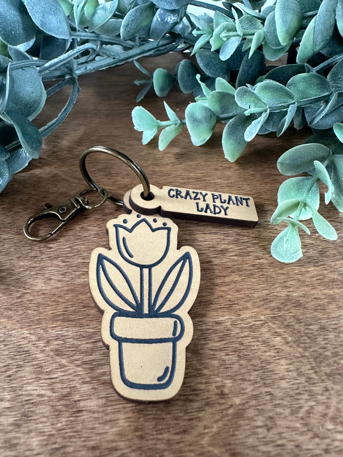 "Crazy Plant Lady" Flowerpot Keychain