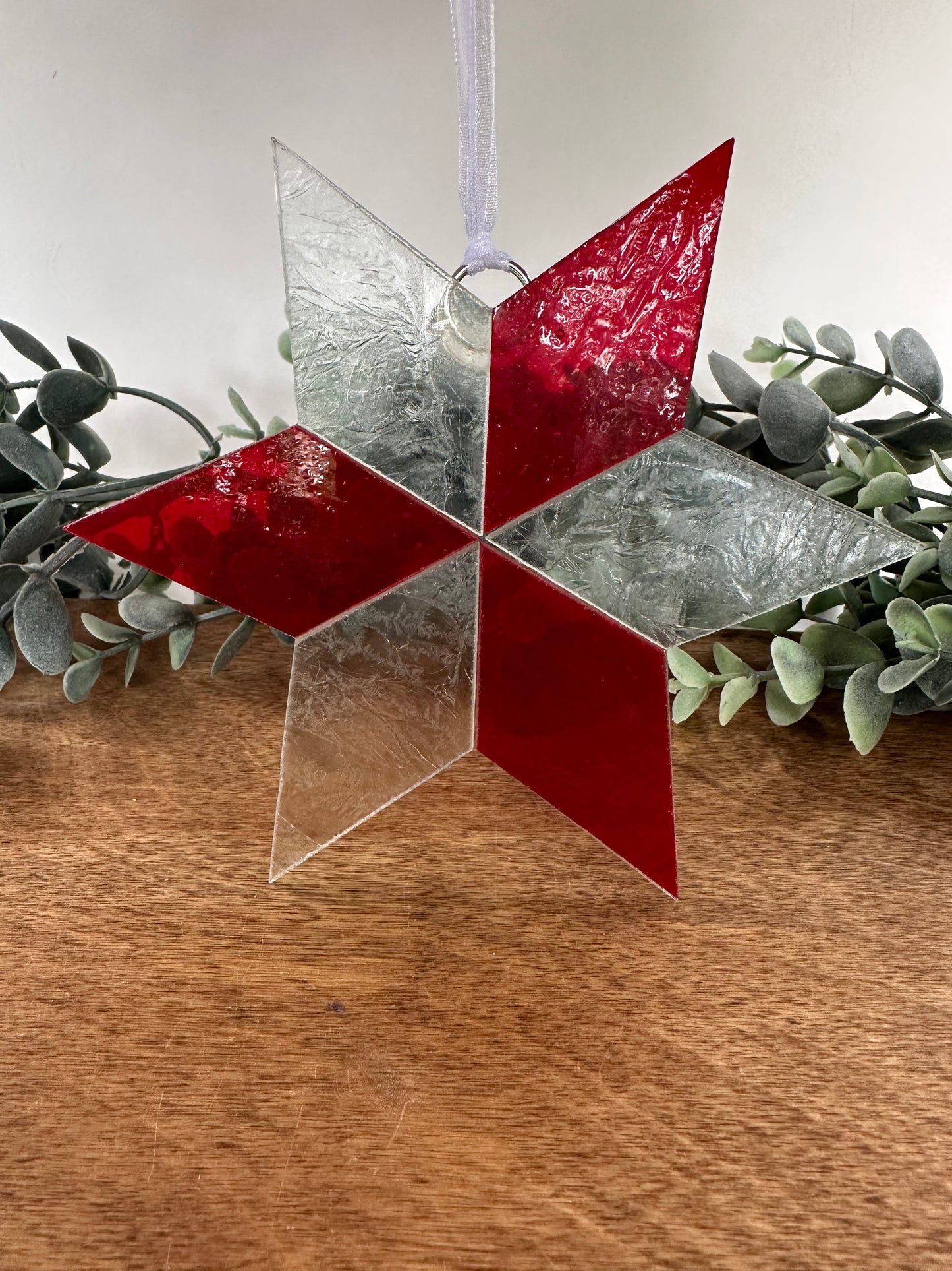 Six-point Star Mosaic Glass Ornament (#1 solid)
