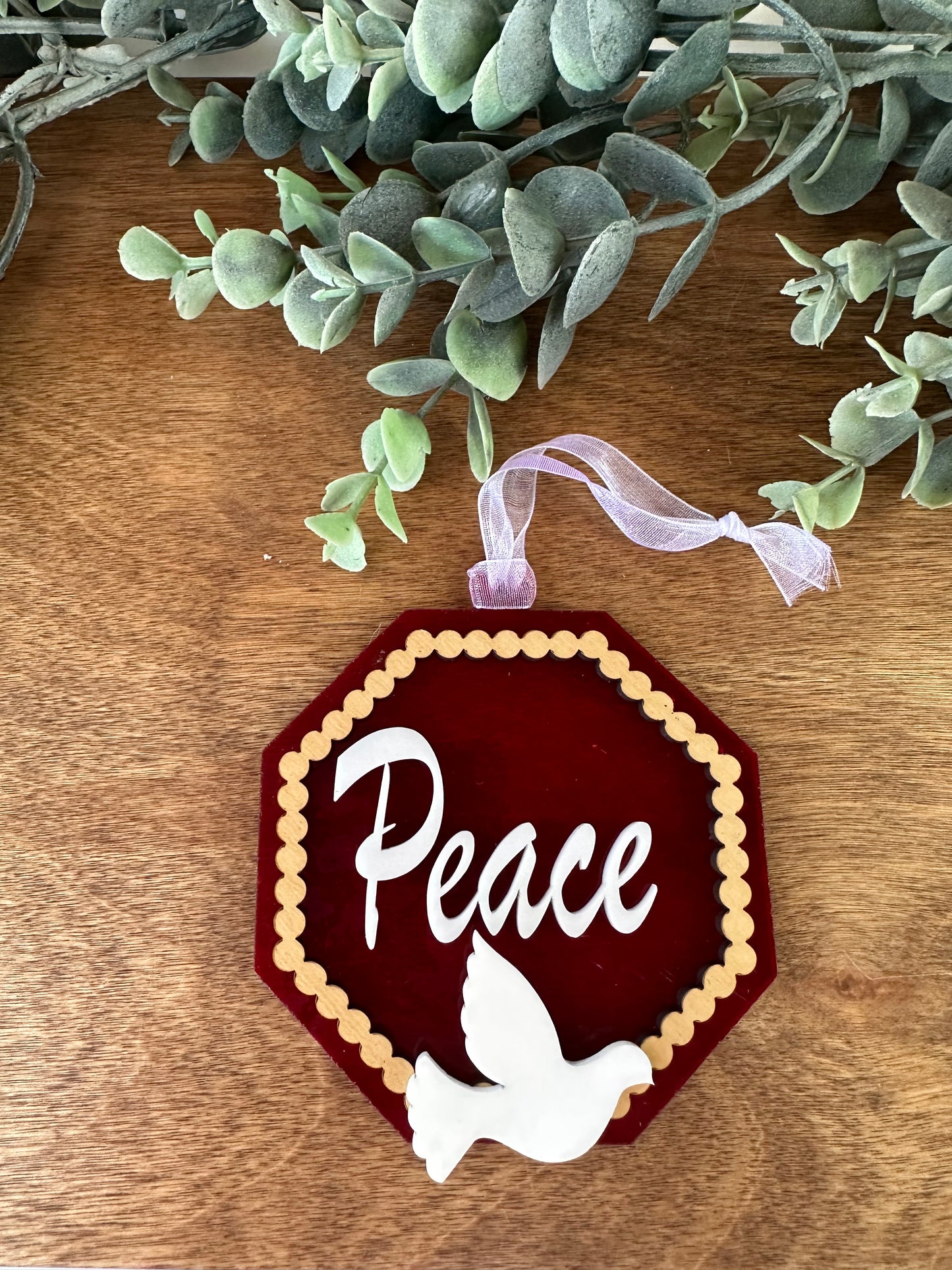Octagon "Peace" Ornament