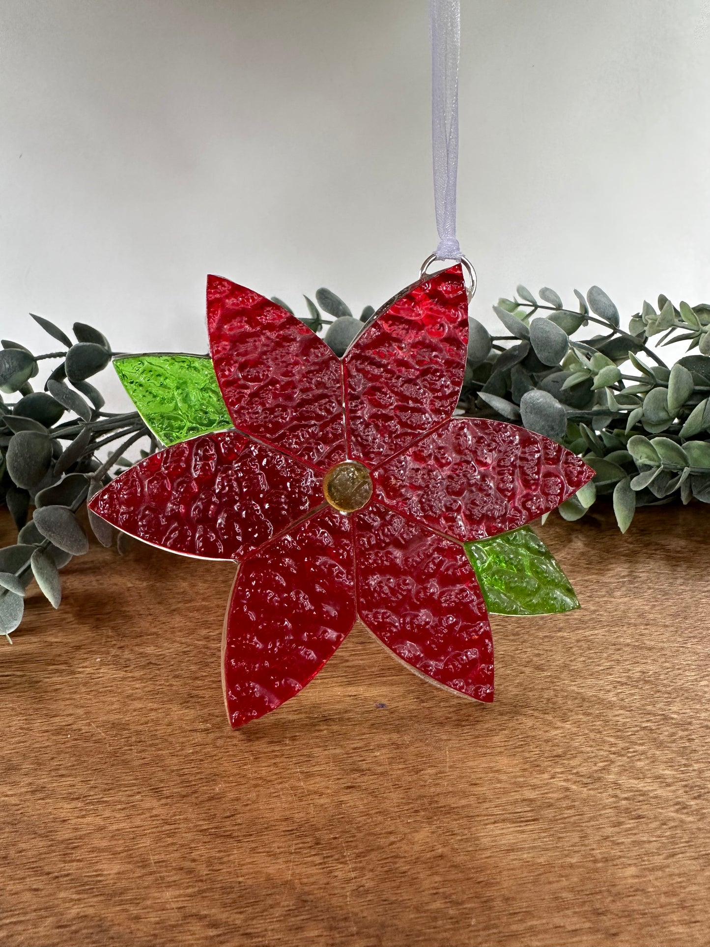 Poinsettia Mosaic Glass Ornament