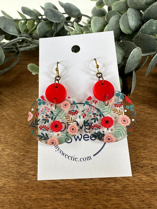 Christmas Floral Round Drop Earrings