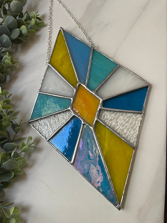 Diamond Sunburst Stained Glass