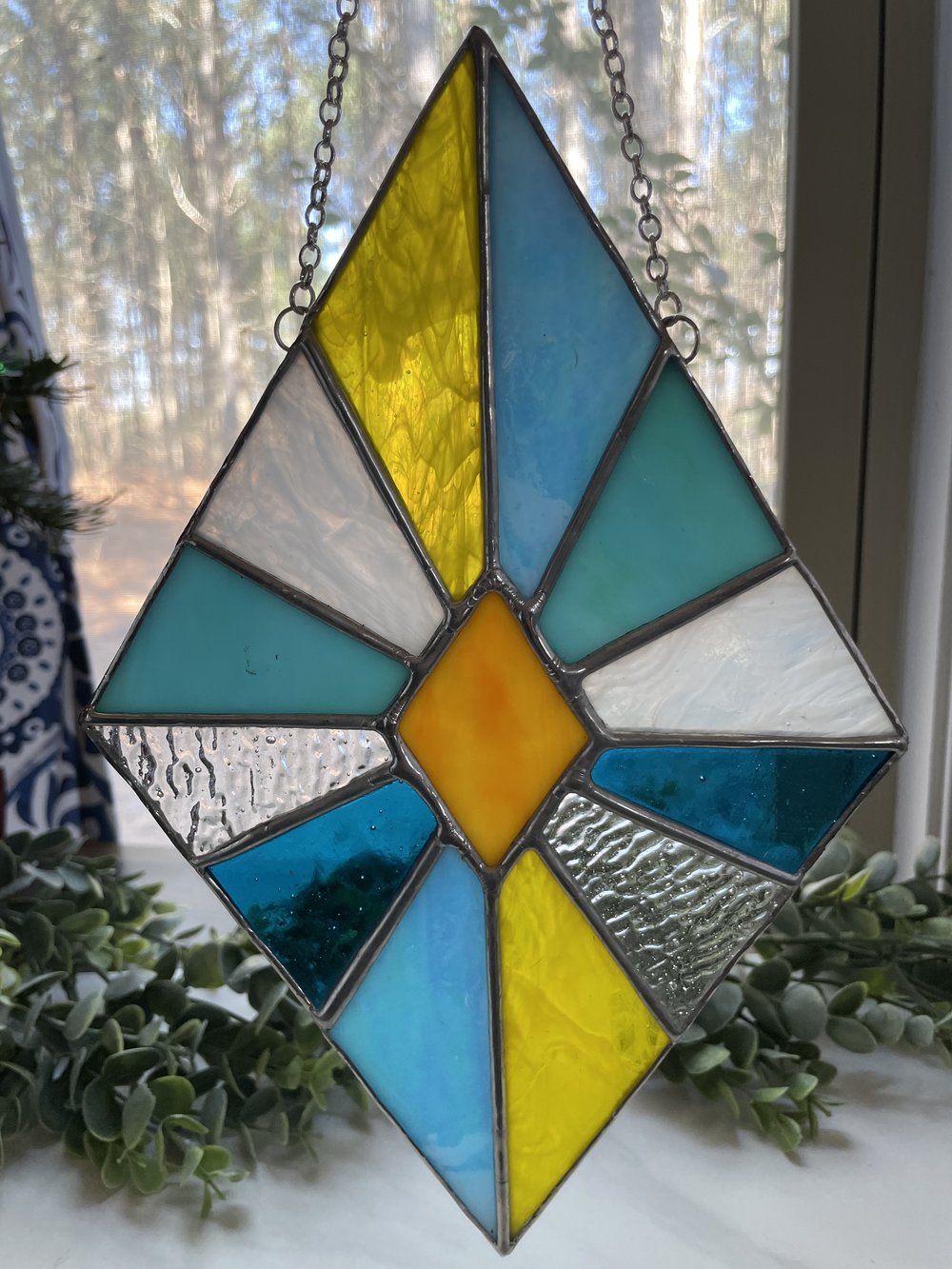 Diamond Sunburst Stained Glass