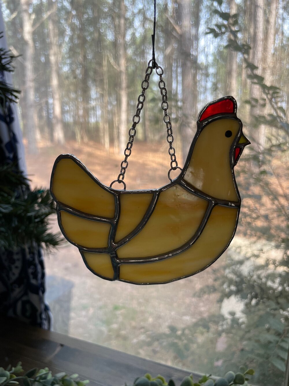 Hen Stained Glass