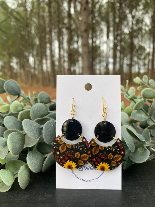 Black Sunflower Earrings