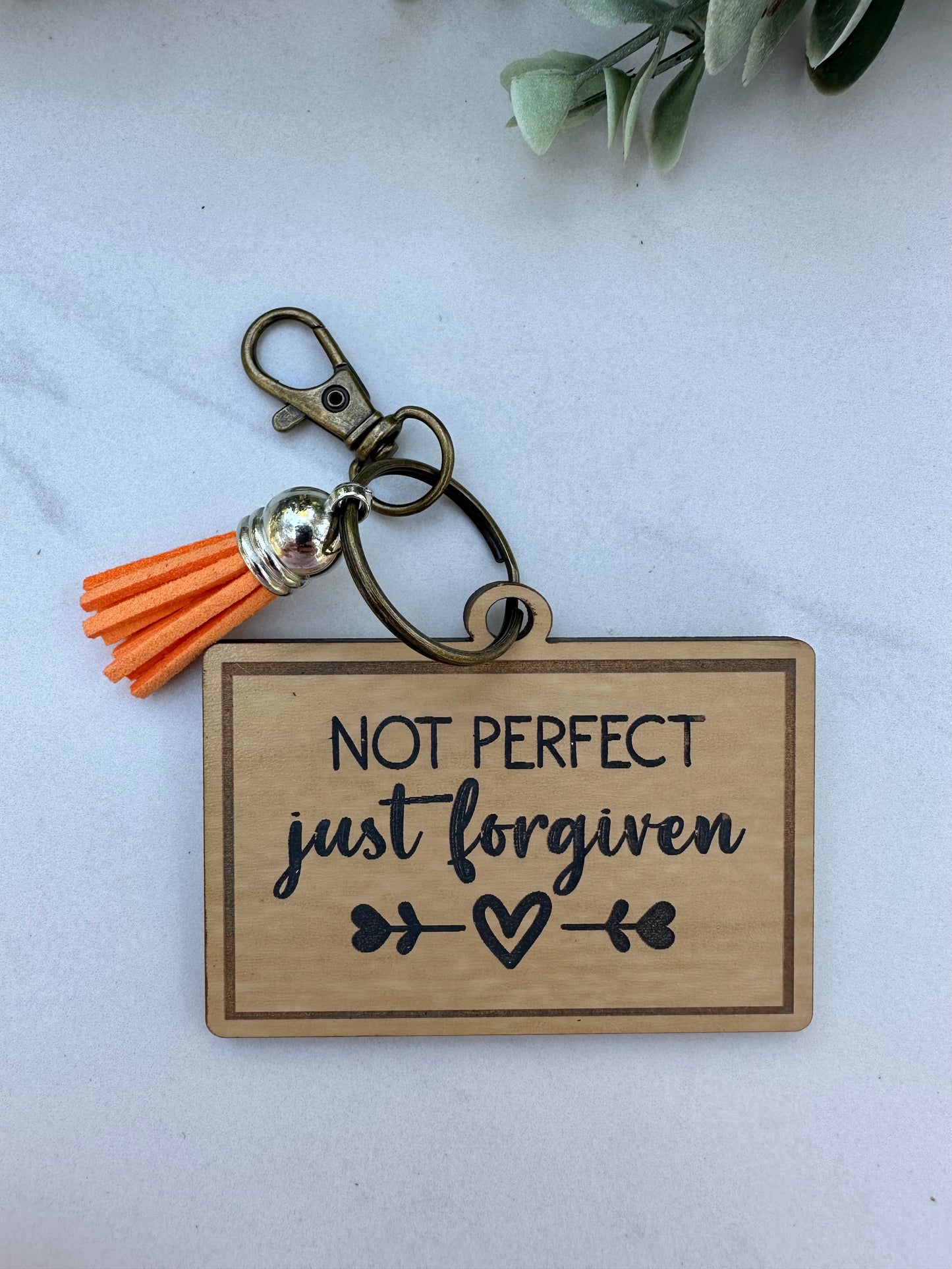 "Not Perfect Just Forgiven" Keychain